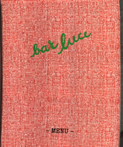 Bar Luce menu cover